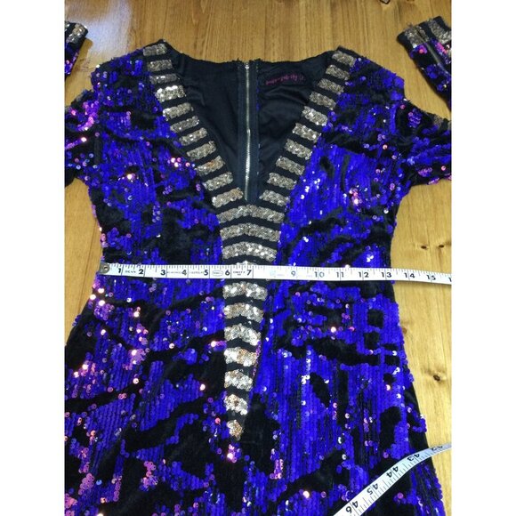 House Of Jade Sky Sequin Mini Dress Size 8 Sequined Party Cocktail Event Glam - Picture 8 of 9